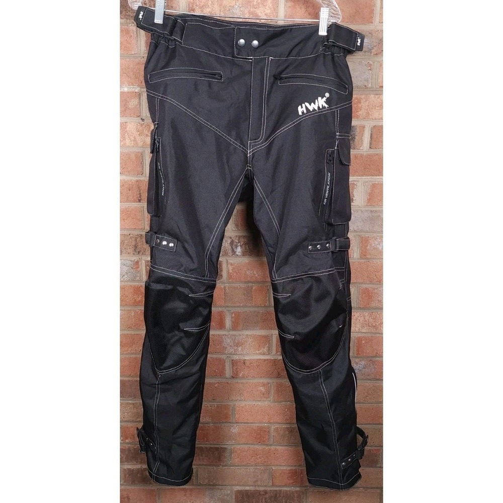 HWK Motorsports Mens M Motorcycle Riding Pants Black 32 x 32 Armor Gear